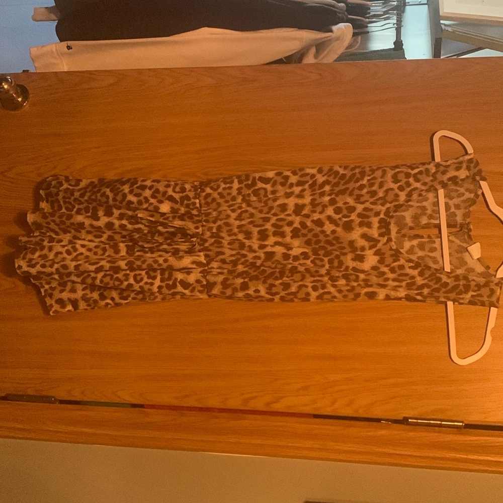 Brown leopard romper non functional string at waist